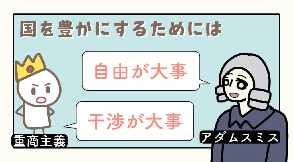 アダムスミスはなぜ重商主義主義を批判して、自由放任主義を主張したのか?イラストで分かりやすく解説 | きつねの経済学